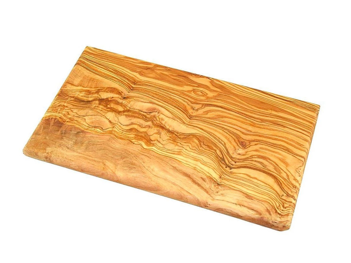 Serveringsbræt til morgenmad eller snack i oliventræ - med affasede kanter