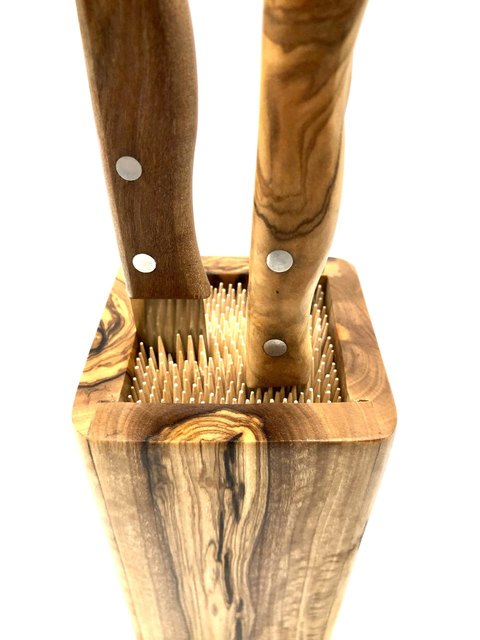 Firkantet Knivblok i oliventræ - Design D