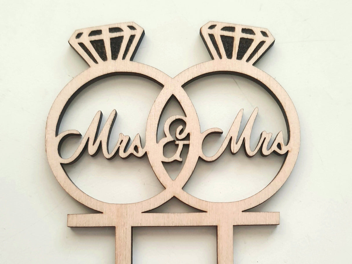 Bryllupsdage kage topper - Mrs & Mrs