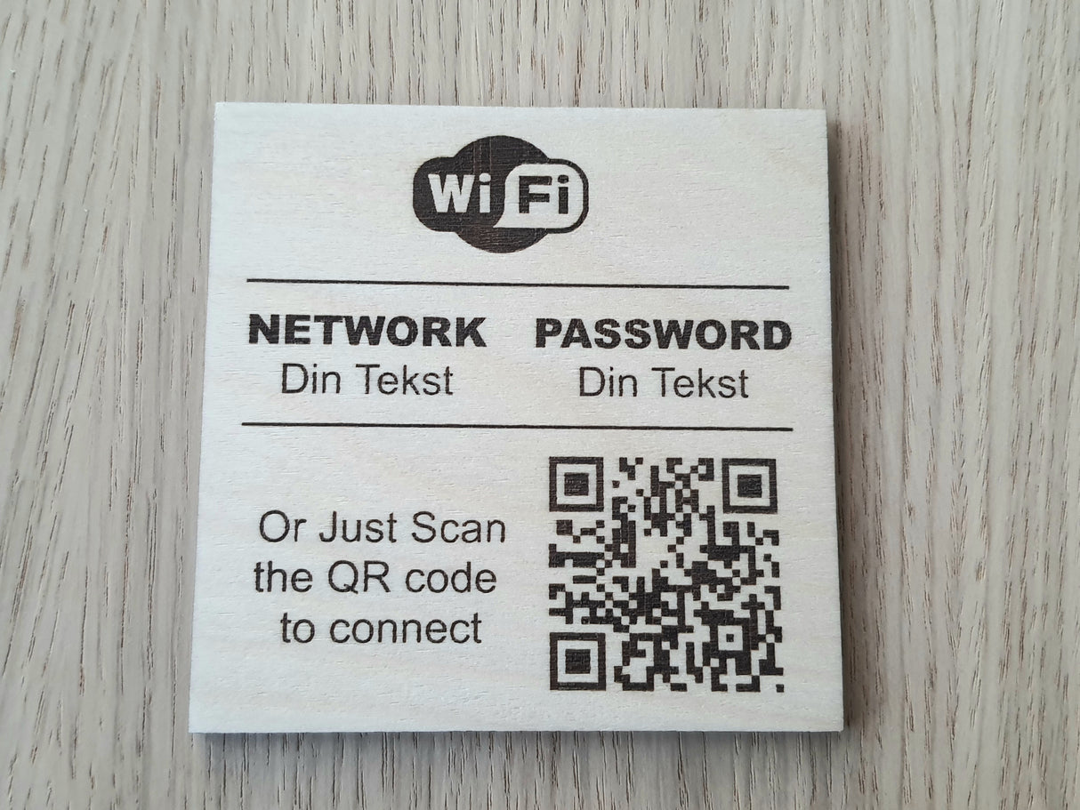Personlig WiFi QR Kode skilt med gratis indgravering - med/uden stand