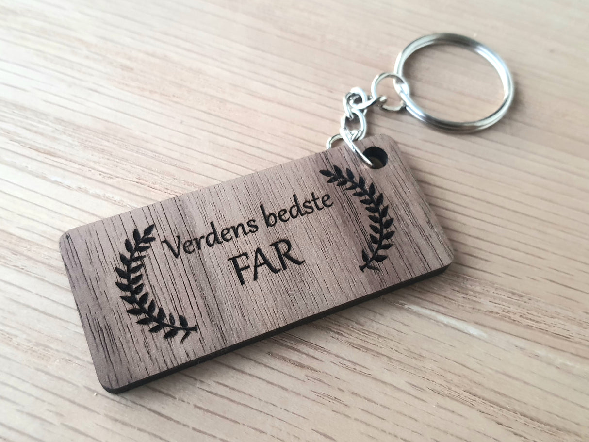 Nøglering i valnøddetræ - Verdens bedste far