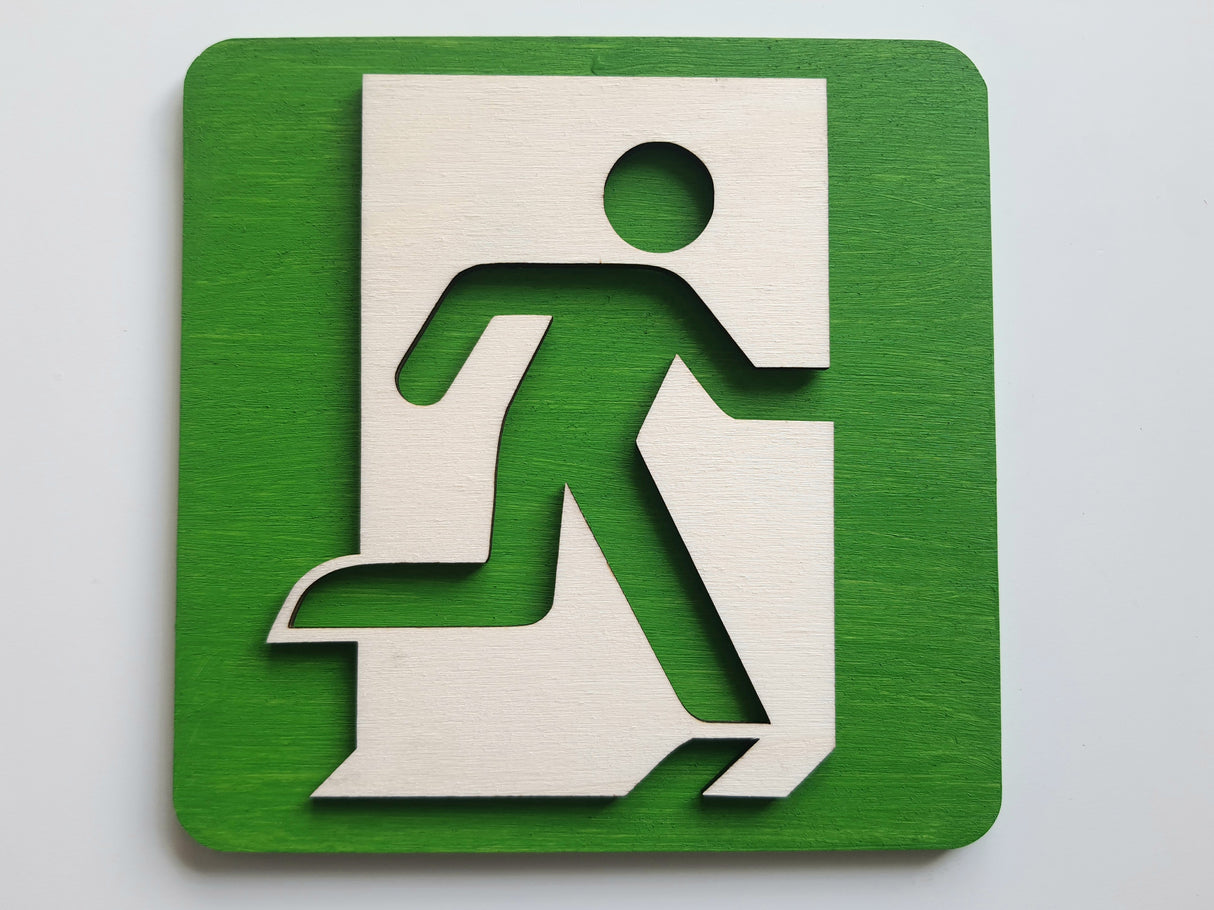 Elegant Nødudgangs skilt / Flugtvejsskilt skilt I birketræ - Højre