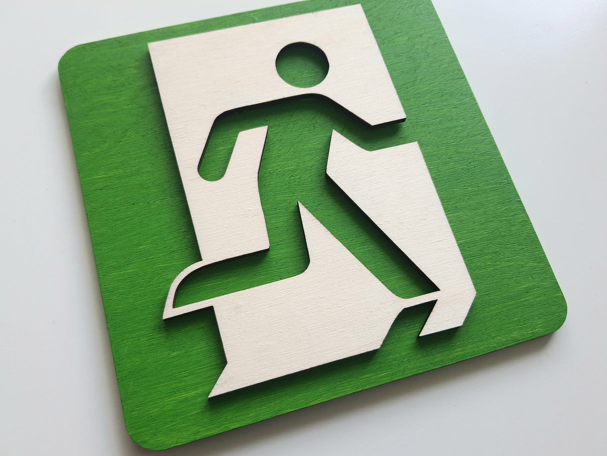 Elegant Nødudgangs skilt / Flugtvejsskilt skilt I birketræ - Højre