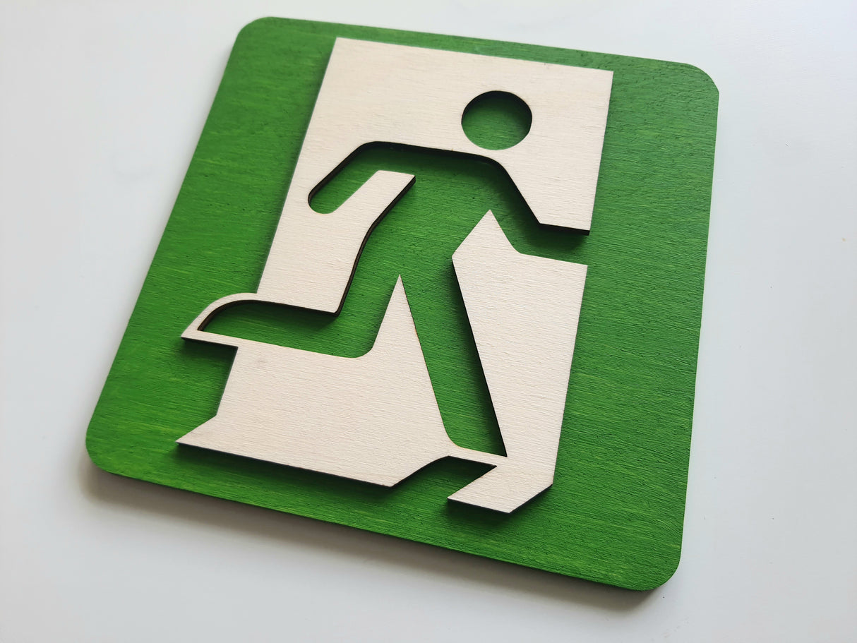 Elegant Nødudgangs skilt / Flugtvejsskilt skilt I birketræ - Højre