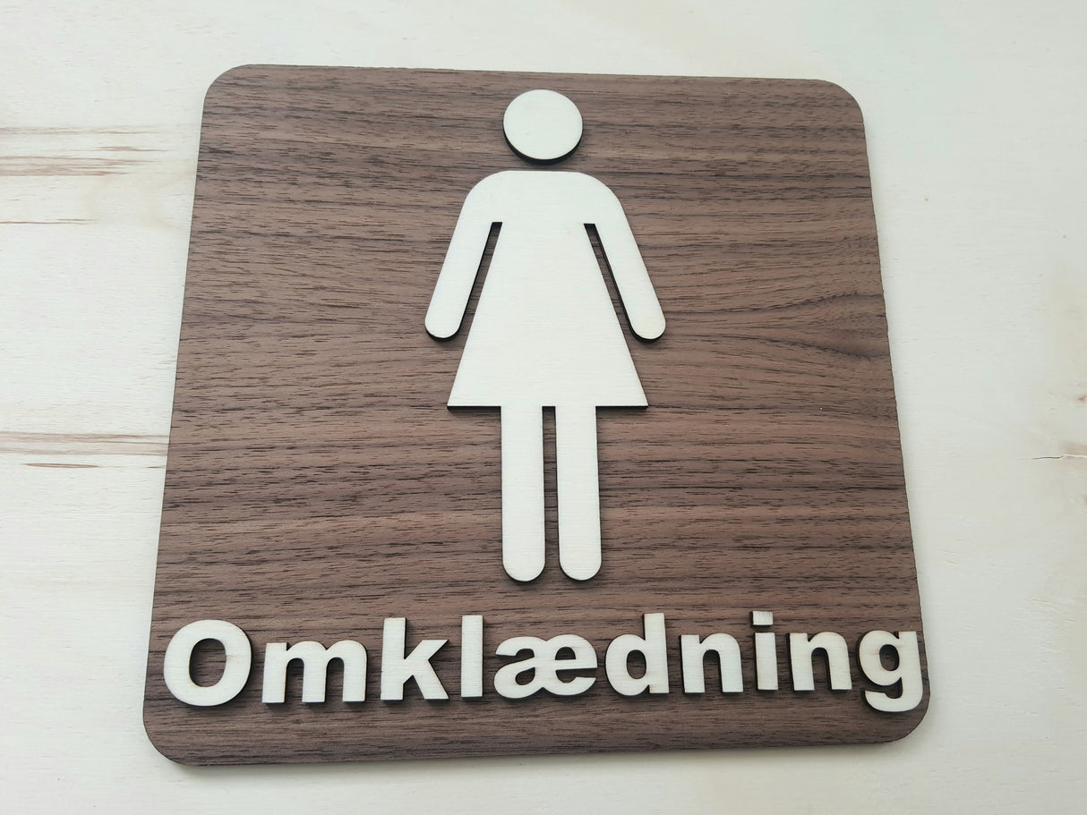 Elegant Dame Omklædningsrum skilt I valnød- og poppeltræ