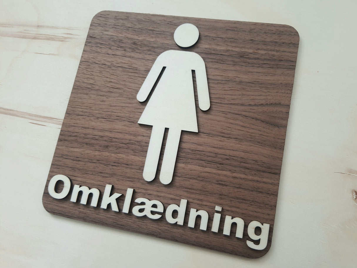 Elegant Dame Omklædningsrum skilt I valnød- og poppeltræ