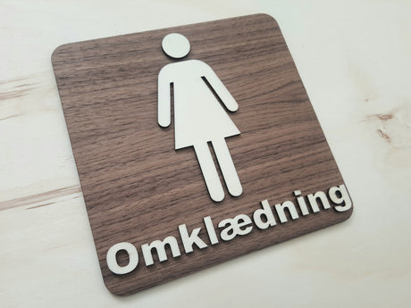 Elegant Dame Omklædningsrum skilt I valnød- og poppeltræ