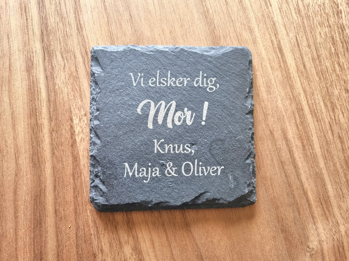 Rustic personlig skifer bordskåner – design selv