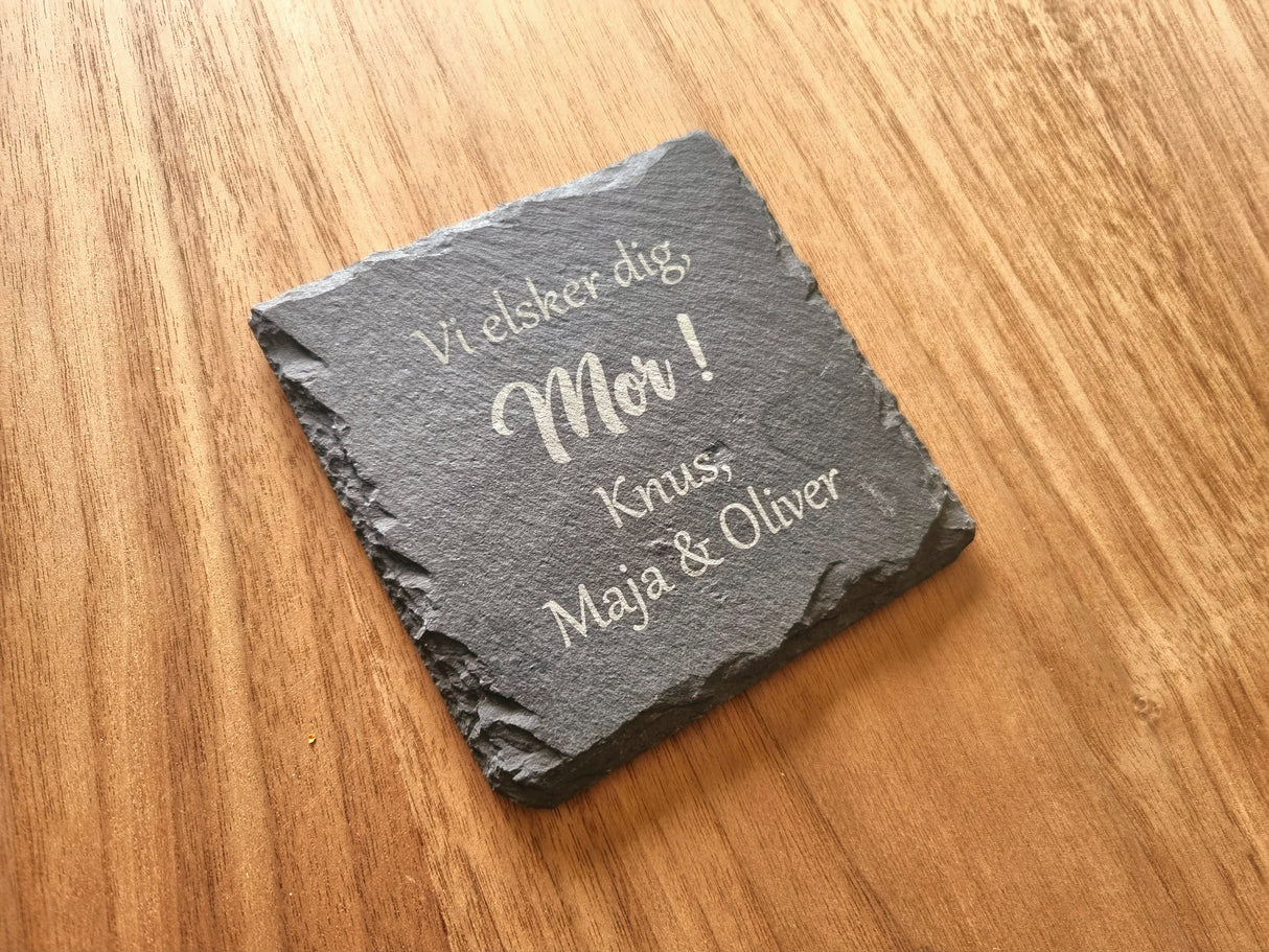 Rustic personlig skifer bordskåner – design selv