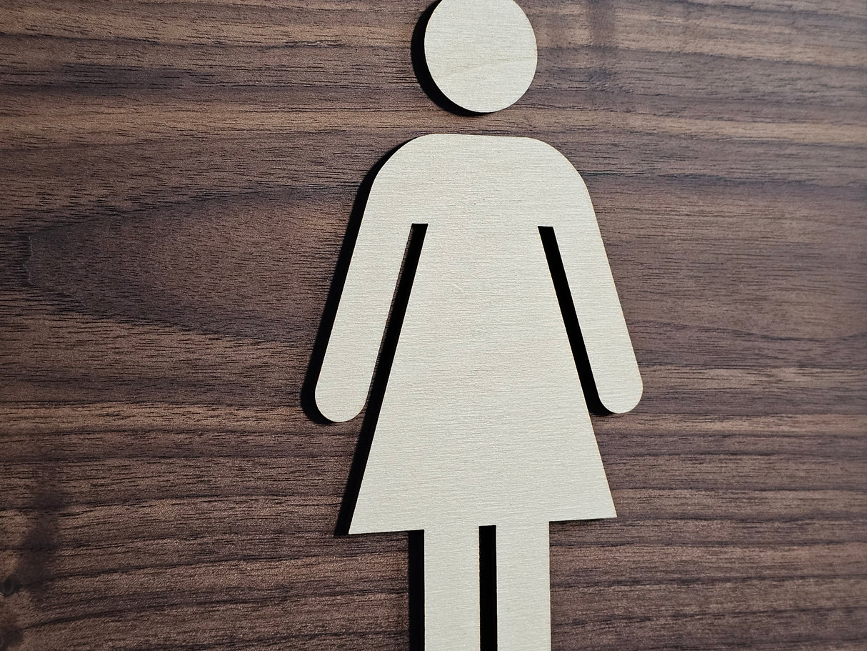 Elegant Toalettskylt med Dampiktogram I valnöt och poppelträ - Damtoalett