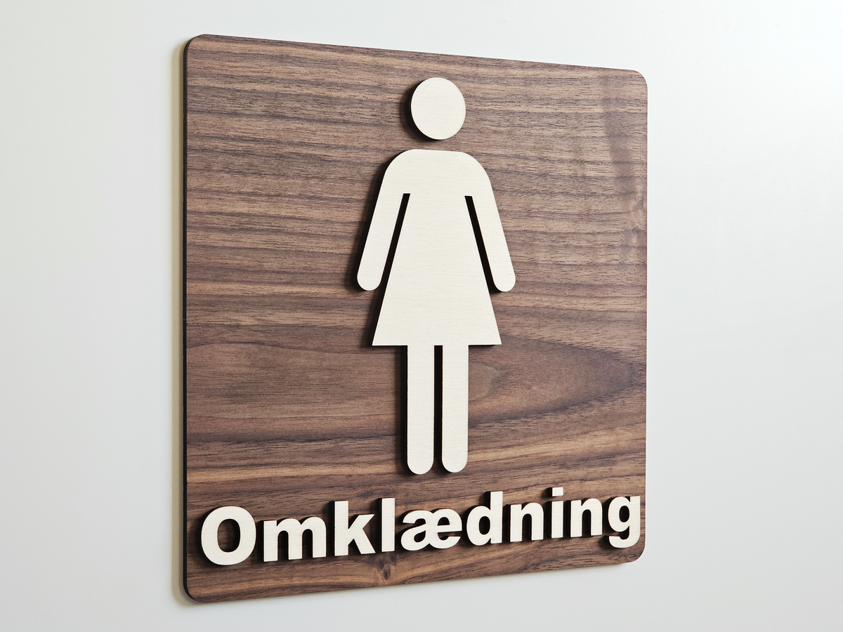 Elegant Dame Omklædningsrum skilt I valnød- og poppeltræ