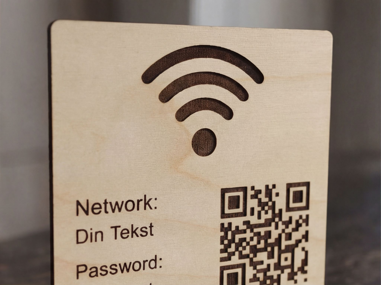 Personlig WiFi QR Kode skilt med gratis indgravering