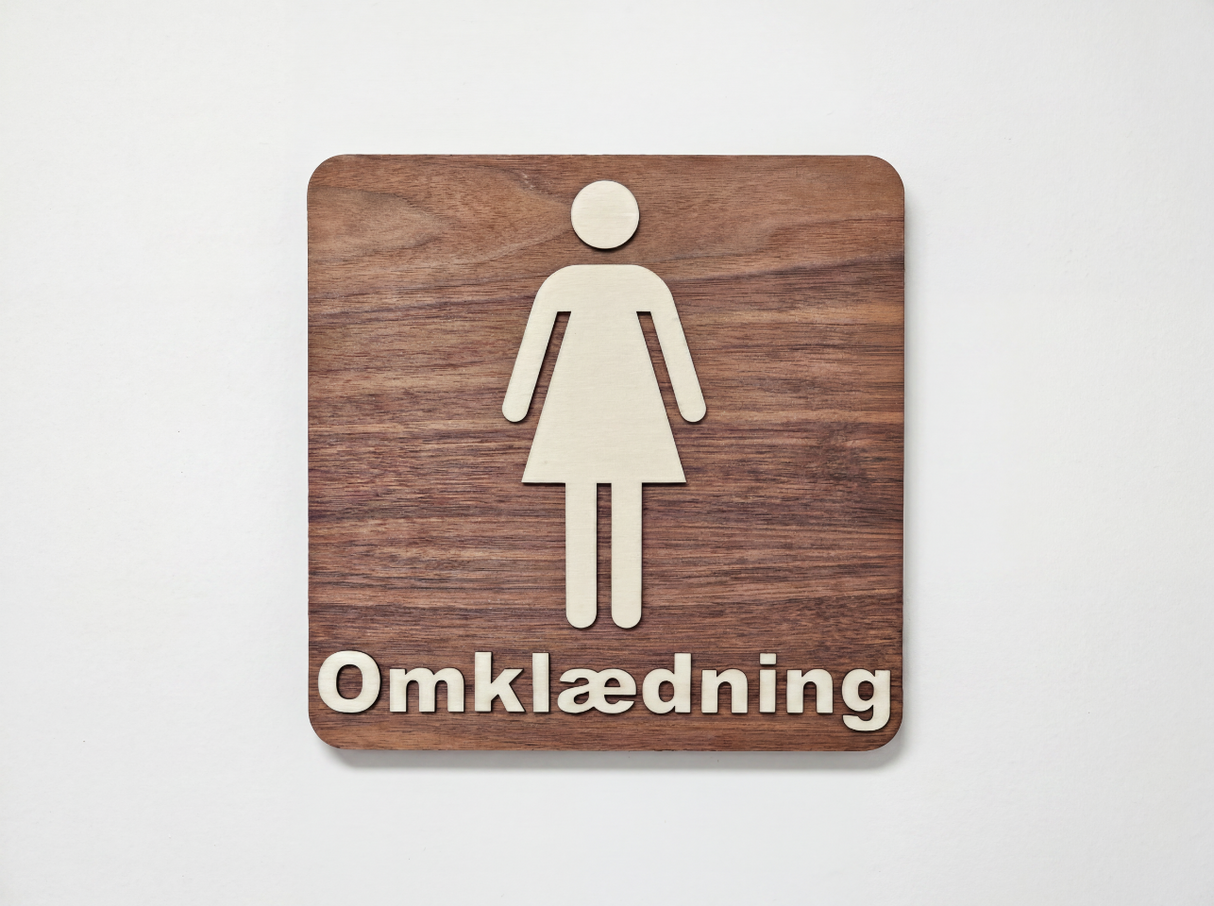 Elegant Dame Omklædningsrum skilt I valnød- og poppeltræ