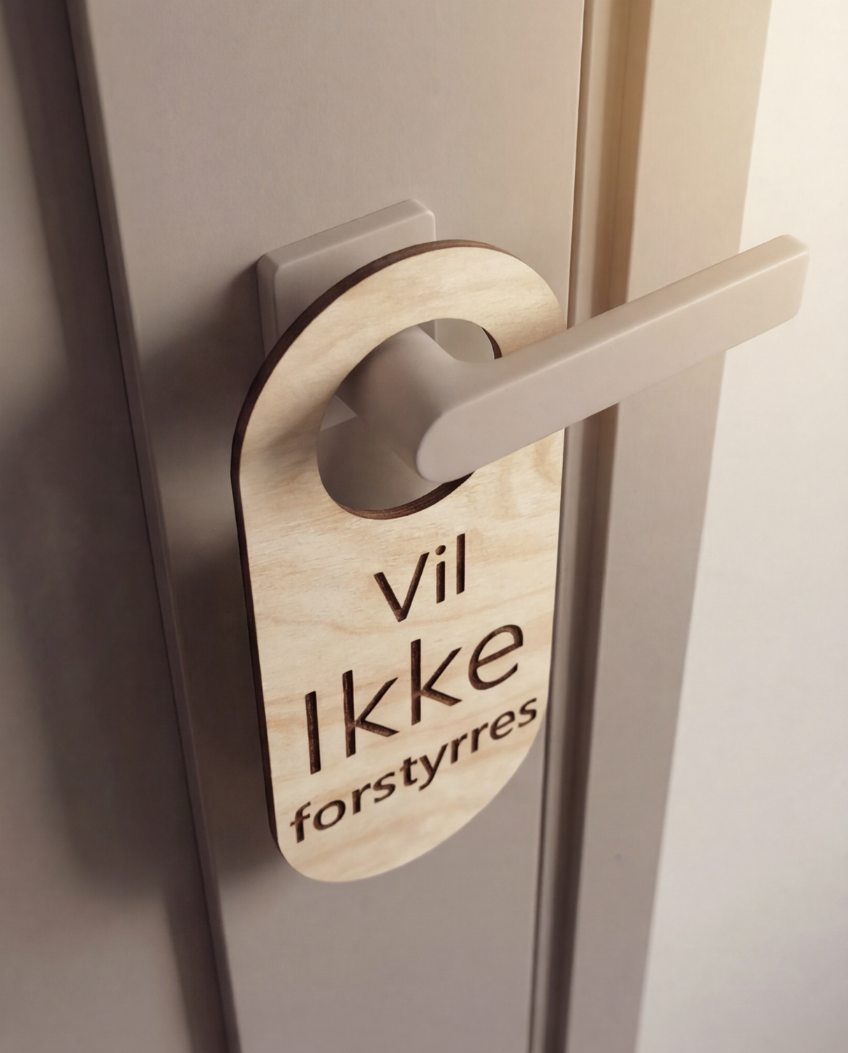 Vil ikke forstyrres - Dørhænger i træ