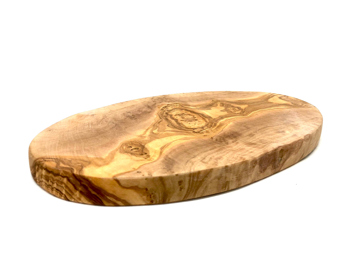 Oval formet Serveringsbræt til morgenmad eller snack i oliventræ