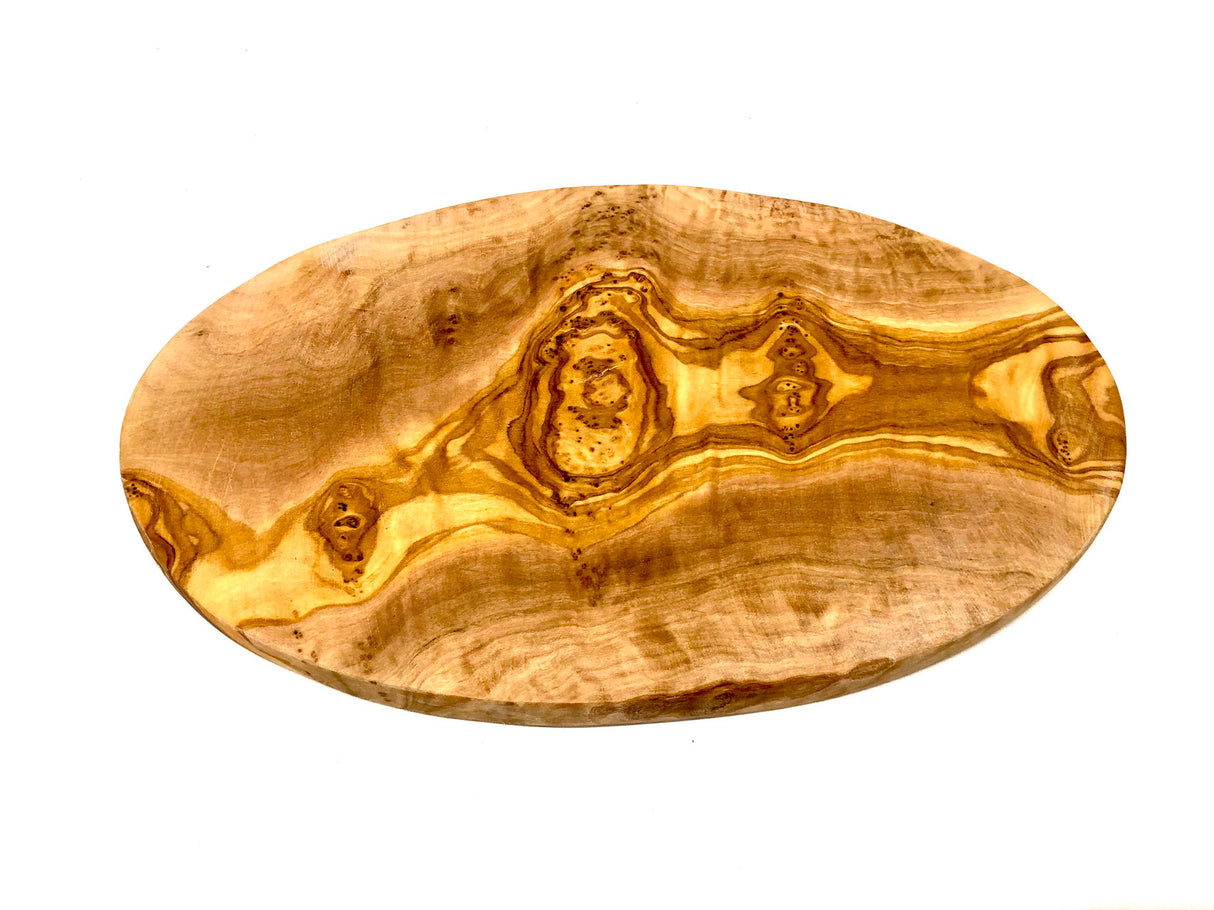 Oval formet Serveringsbræt til morgenmad eller snack i oliventræ