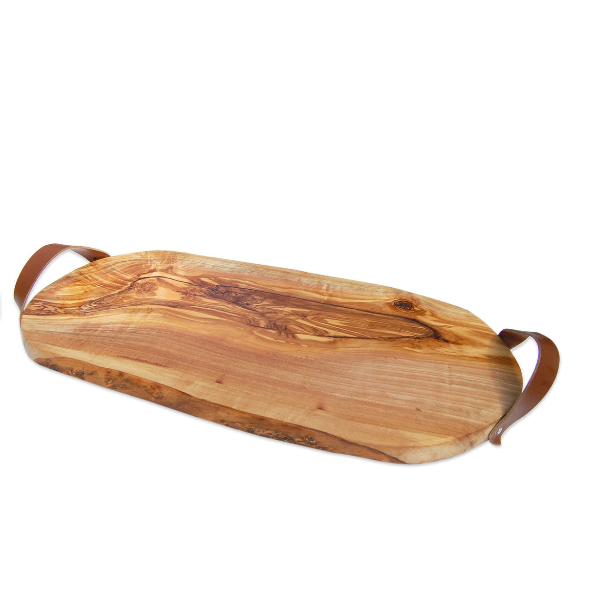 Serveringsbræt med læderhåndtag
