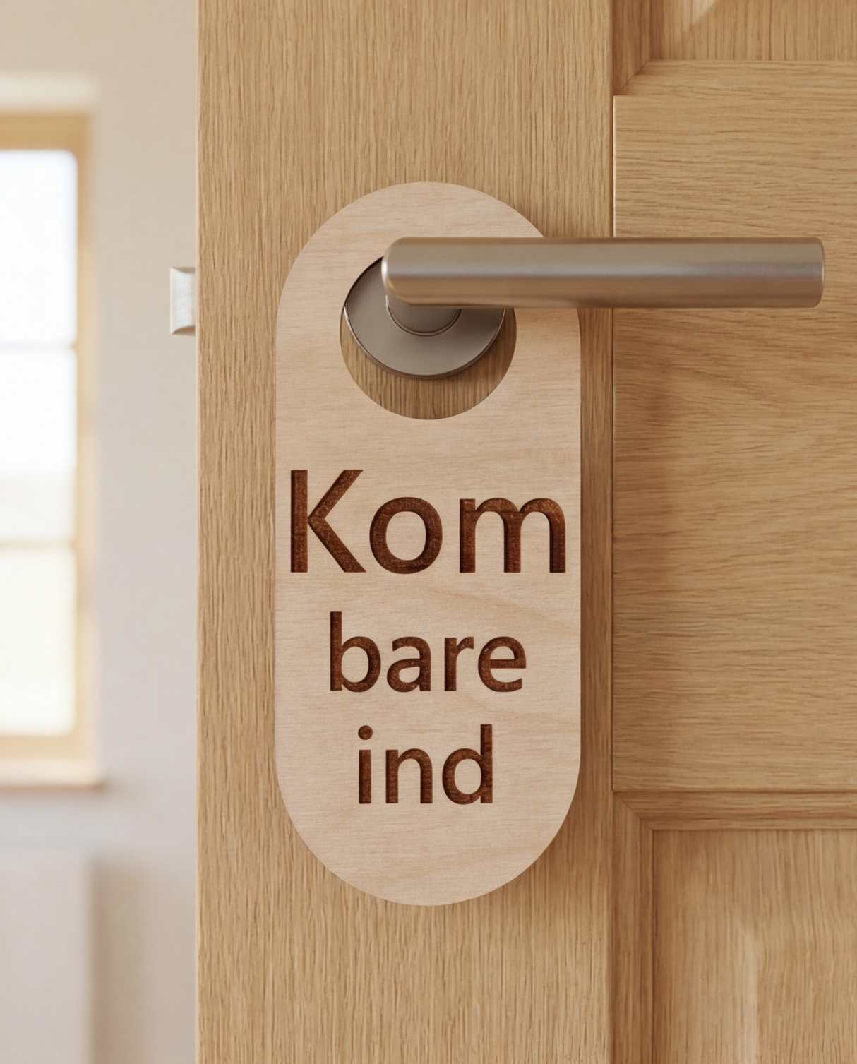 Kom bare ind - Dørhænger i træ