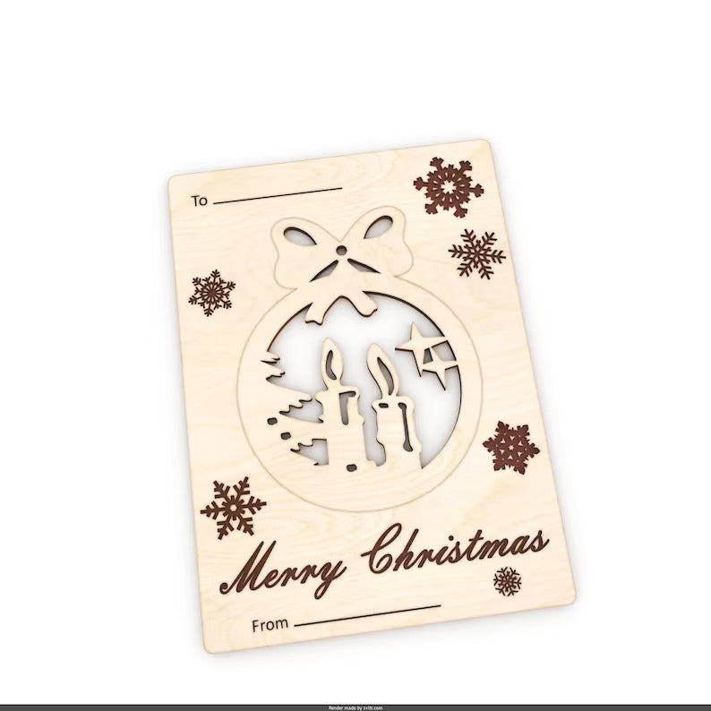 Personlig Julekort med Julekugle/Julepynt - valgfrit tekst