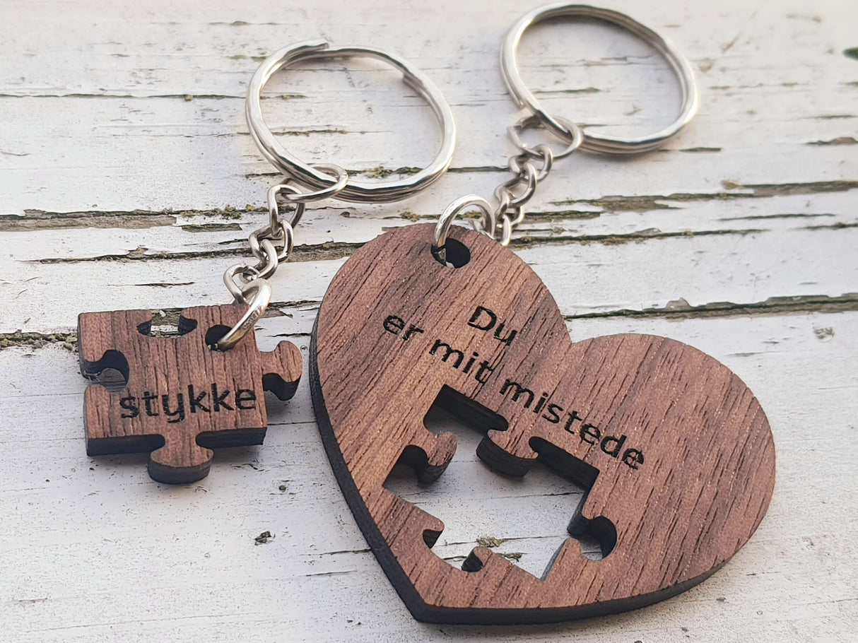 Du er mit mistede stykke nøgleringe til par med indgravering - Gave til Ham/Gave til Hende
