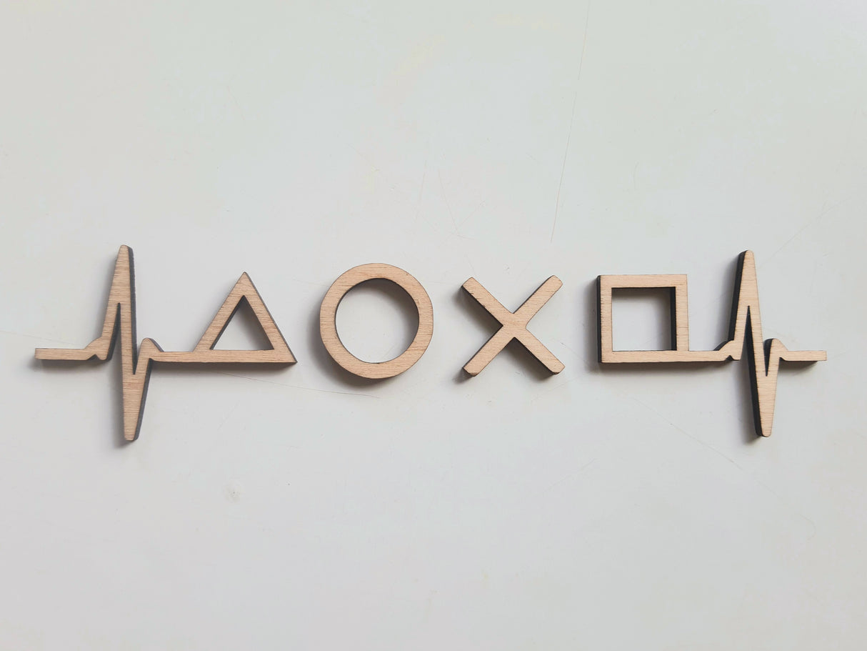 Playstation Hjerteslag i træ - Vægdekoration