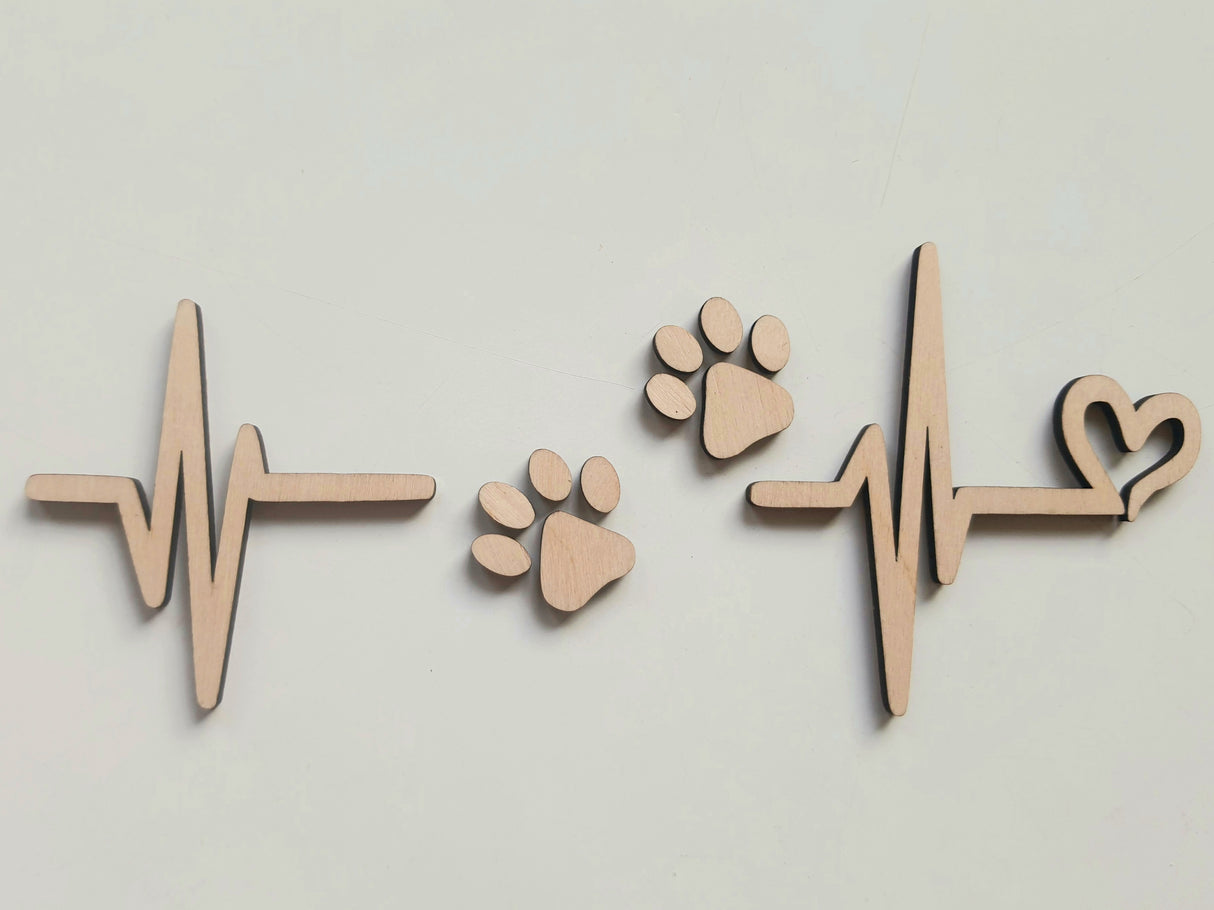 Hundepote hjerteslag i træ - vægdekoration