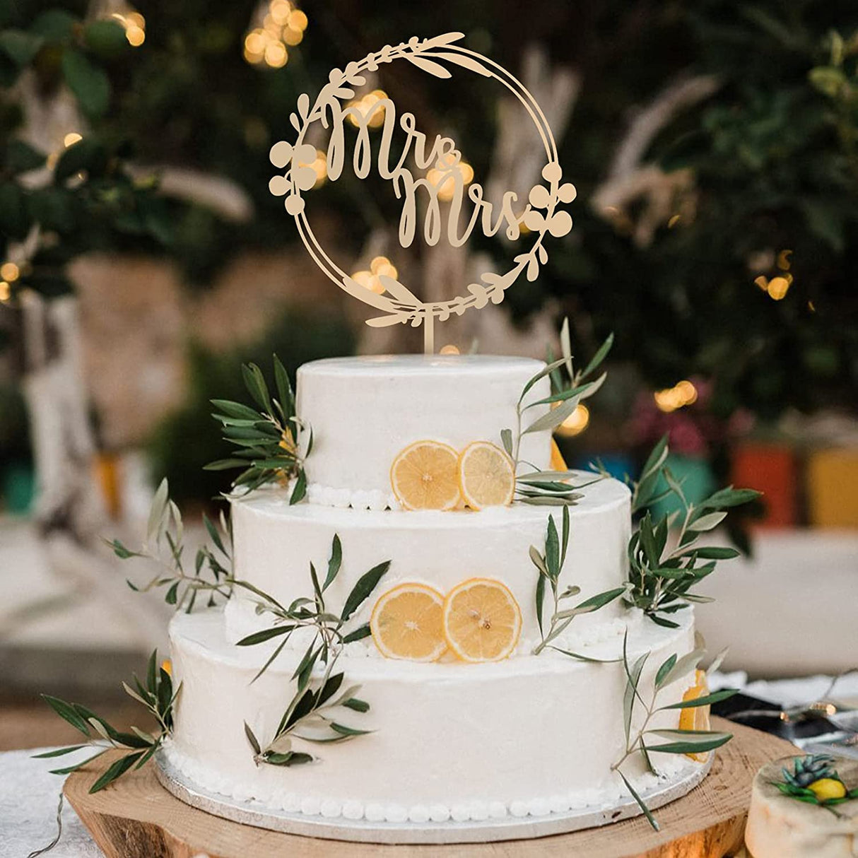 Bryllupskage topper Hr. og fru i træ - Mr. & Mrs. - Kagedekoration/ Kagepynt