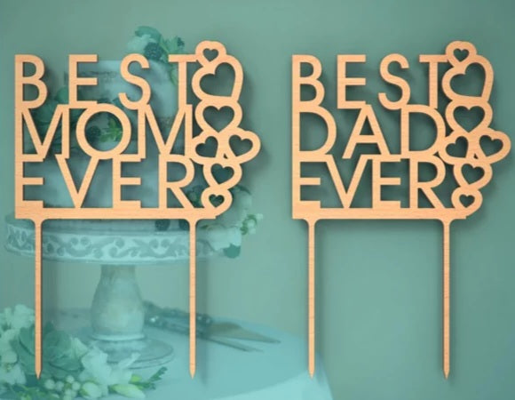 Bedste Mor/Far nogensinde Kage topper - Kagedekoration/ Kagepynt