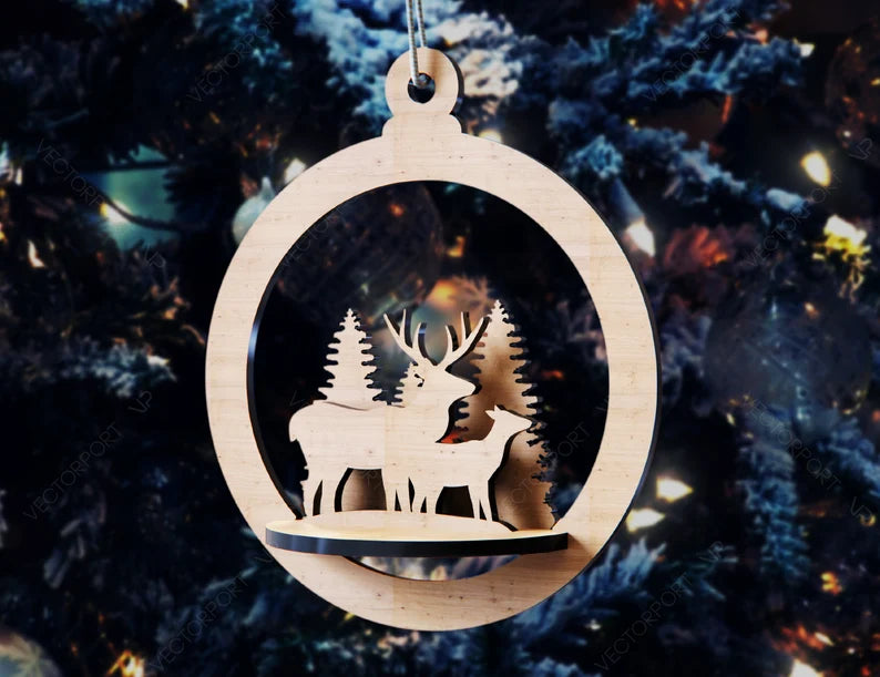 3 Smukke 3D julekugler i træ ⌀10cm - julepynt - juledekoration