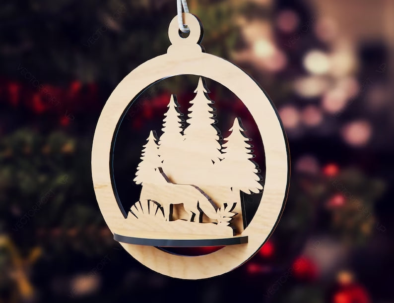 3 Smukke 3D julekugler i træ ⌀10cm - julepynt - juledekoration