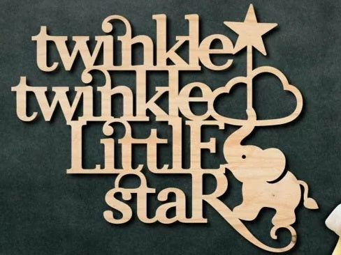 Twinkle Twinkle Little Star- Vægdekoration til børneværelset i træ