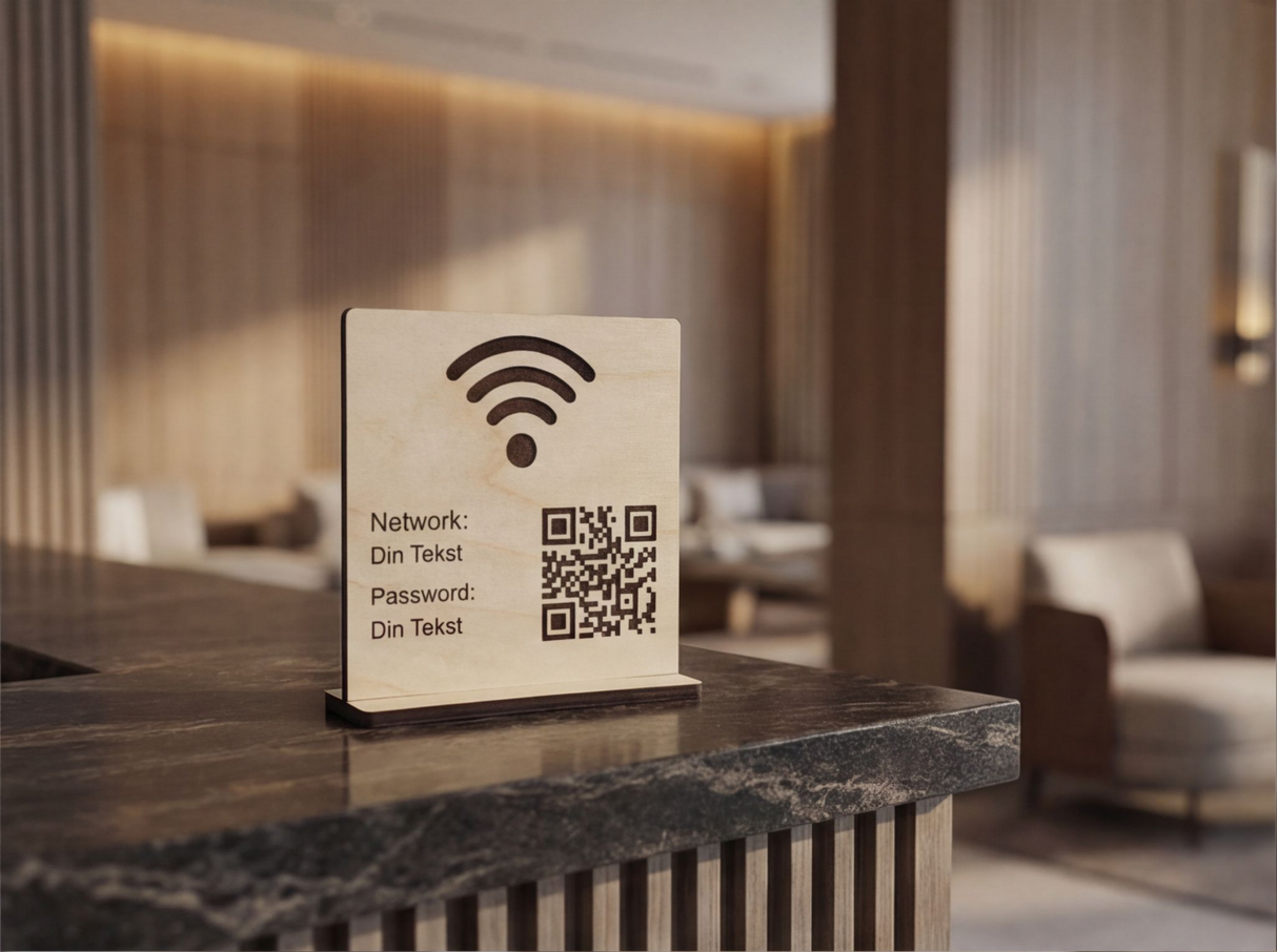 Personlig WiFi QR Kode skilt med gratis indgravering