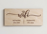 WiFi skilt i træ med personlig indgravering