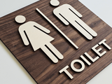 Toiletskilt i Træ med Tekst