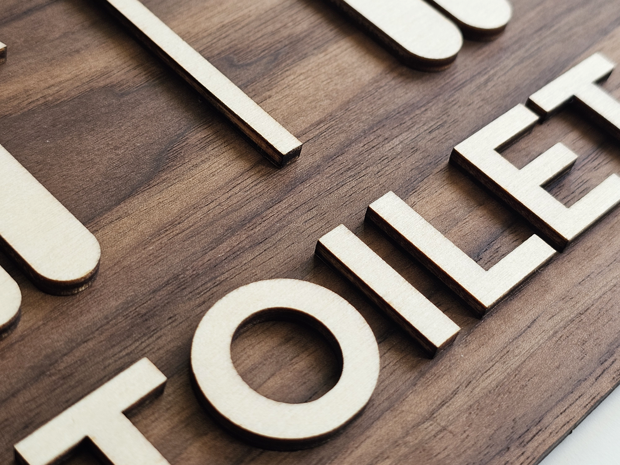 Toiletskilt i Træ med Tekst