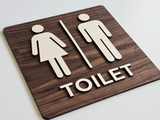 Toiletskilt i Træ med Tekst
