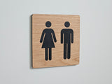 Herre og dame Toiletskilt i egetræ - Design A