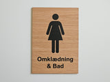Omklædning & Bad skilt i egetræ | Damer