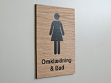 Omklædning & Bad skilt i egetræ | Damer