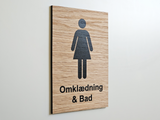 Omklædning & Bad skilt i egetræ | Damer