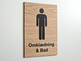 Omklædning & Bad skilt i egetræ | Herrer