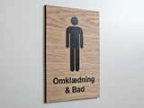 Omklædning & Bad skilt i egetræ | Herrer