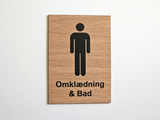 Omklædning & Bad skilt i egetræ | Herrer