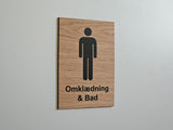 Omklædning & Bad skilt i egetræ | Herrer
