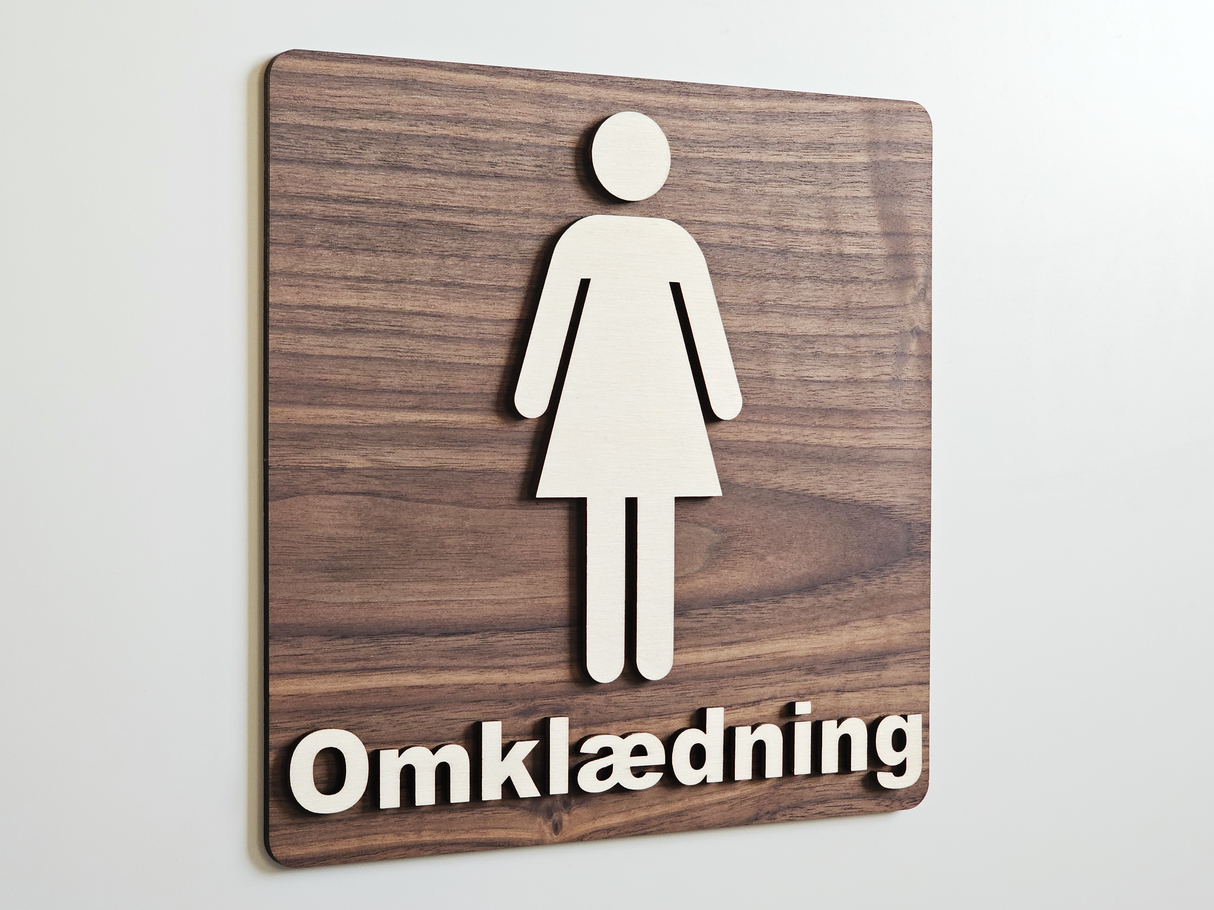 Elegant Dame Omklædningsrum skilt I valnød- og poppeltræ