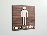 Elegant Mand/Herre Omklædningsrum skilt I valnød- og poppeltræ