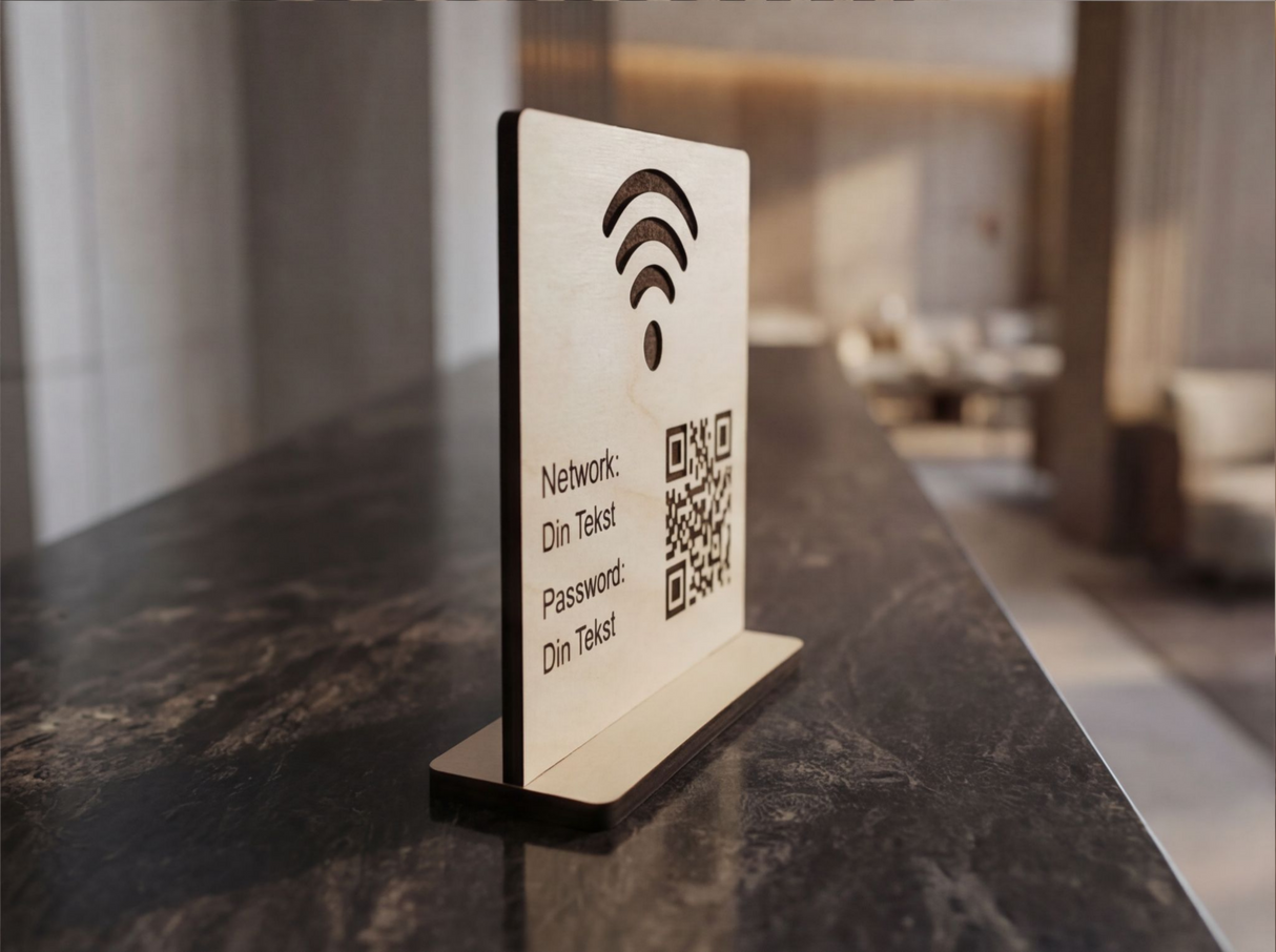Personlig WiFi QR Kode skilt med gratis indgravering