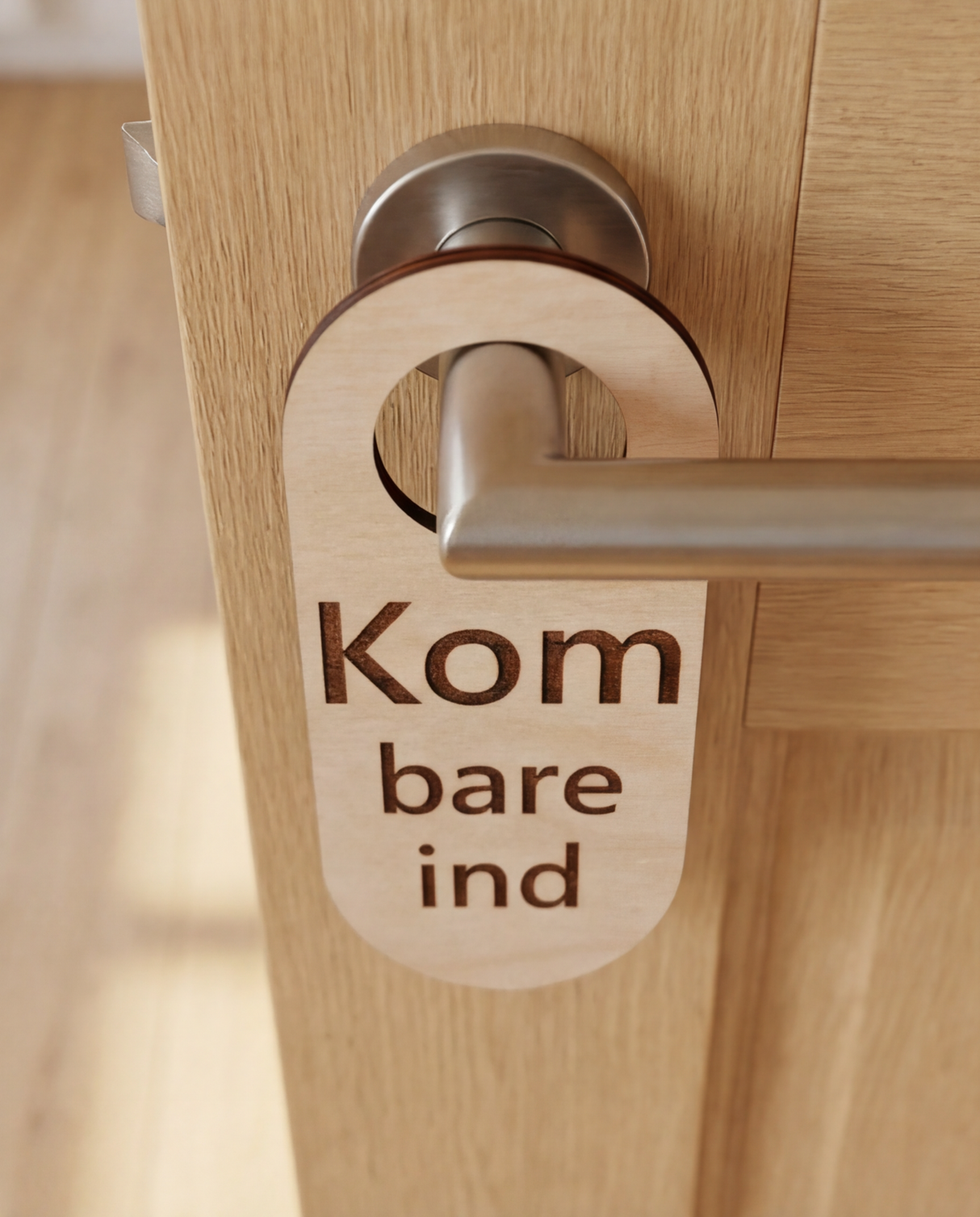 Kom bare ind - Dørhænger i træ