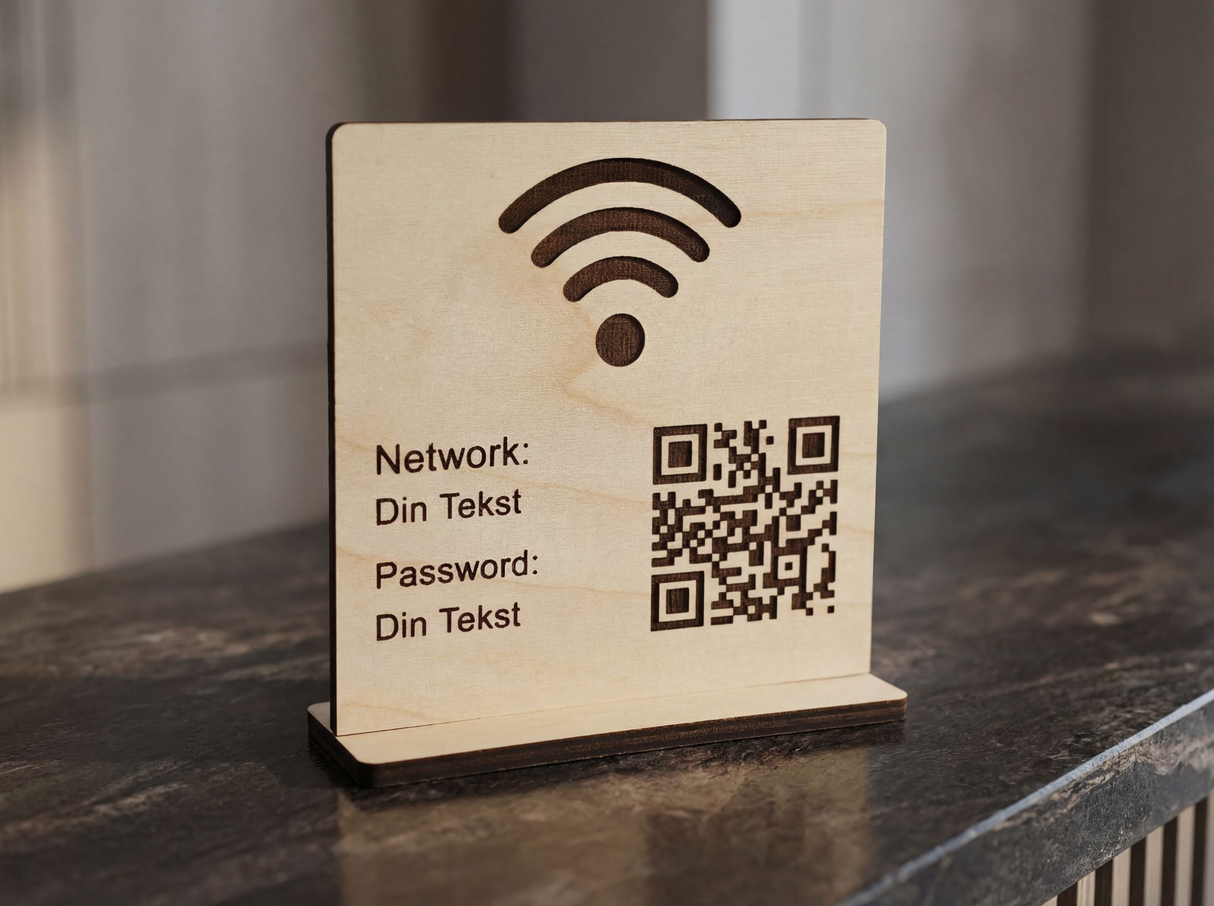 Personlig WiFi QR Kode skilt med gratis indgravering