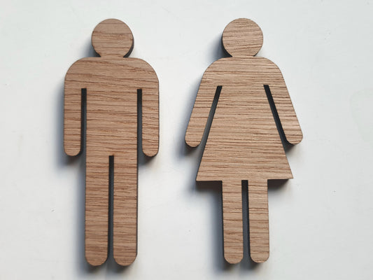 Toilet piktogram i træ - Dame og Herre - Toilet skilte